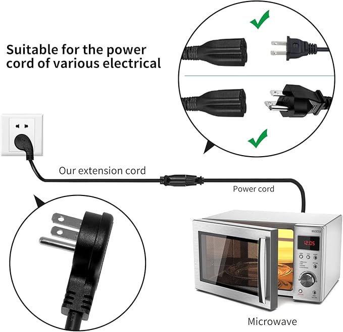 Miady Flat Plug Extension Cord 1 Ft, 90 Degree Plug Adapter, 3 Prong Grounded - Image 6