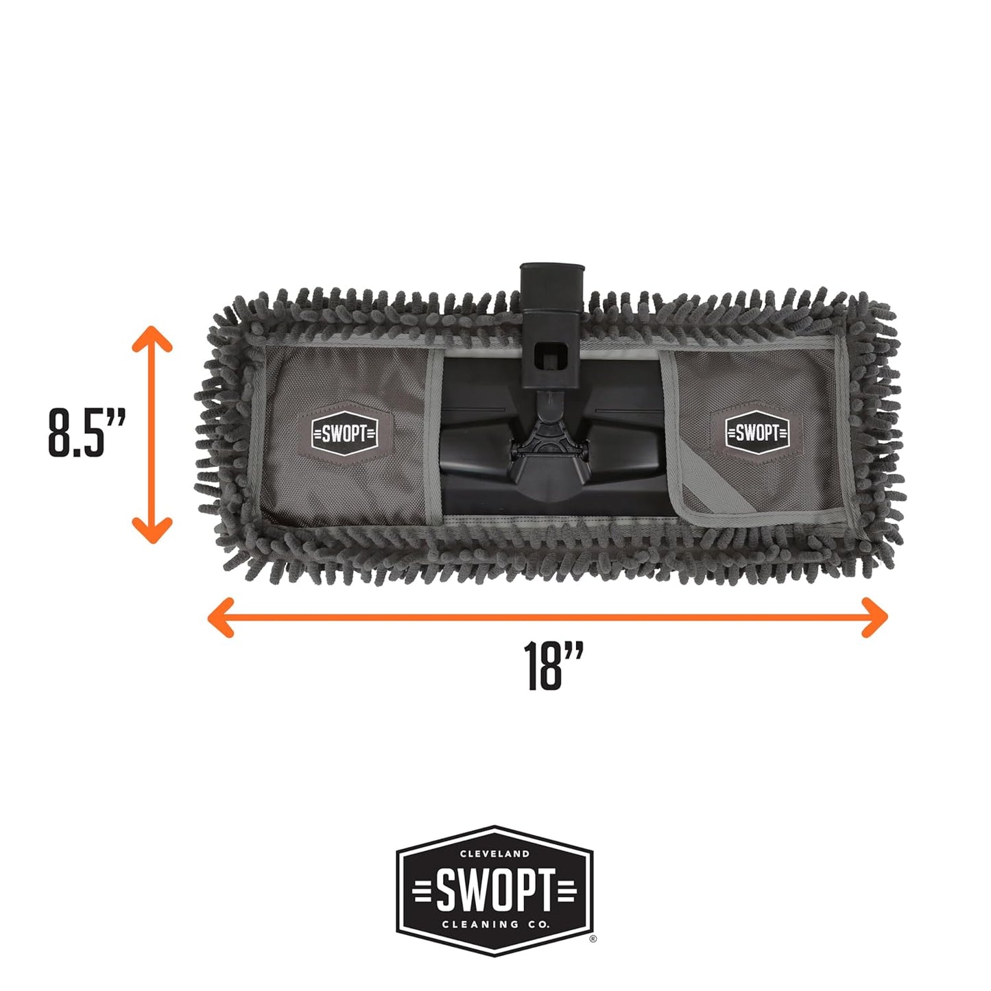 SWOPT 18” Microfiber Dust Mop Head with Refill – Microfiber Mop Head for Use on Wood, Laminate and Tile Floors, Lint Free Cleaning – 5102C6