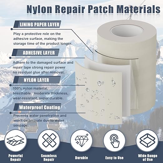 Cahomo 3x79 Nylon Repair Patch Nylon Repair Tape Self Adhesive Fabric Tapes - Image 3