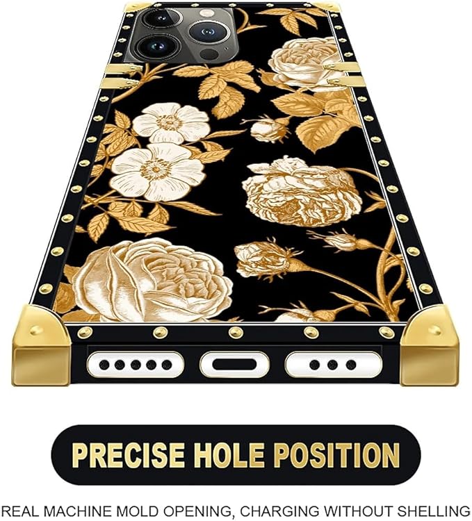 Compatible with iPhone 16 Pro Case, Blooming Rose Golden Flower Luxury Golden - Image 5