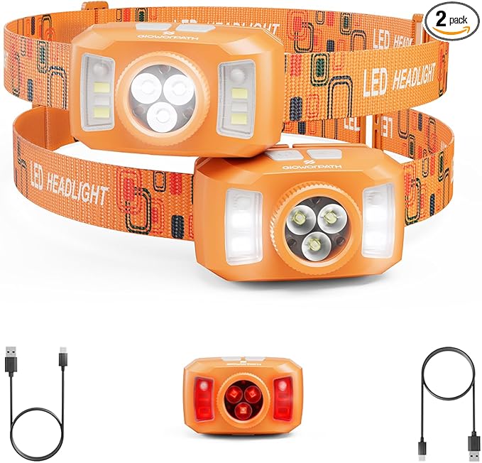Upgraded Headlamp Rechargeable, Ultra Bright Headlight Flashlight by GloworPath