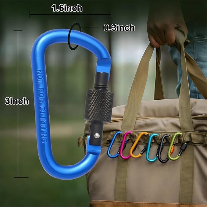 Locking Carabiner Clip, Vonpri 3 Inch D Ring Clips Spring Snap Key Chain Hook - Image 6