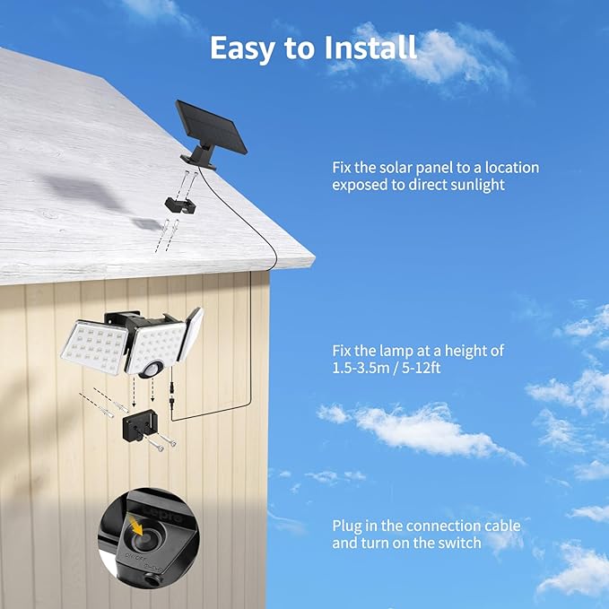 Solar Lights for Outside, WL5000 Motion Activated Security Lights, Separate - Image 8