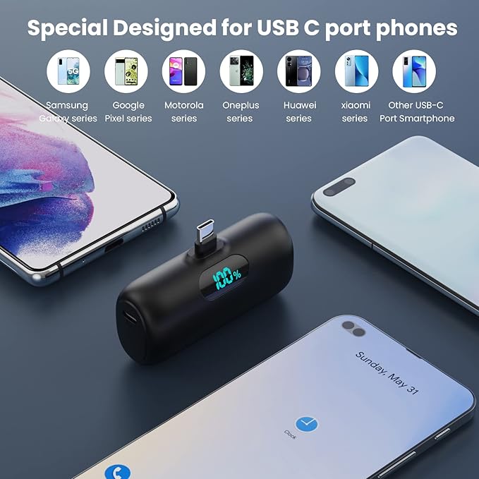 Portable Charger for iPhone 17/16/15, Mini Power Bank 5000mAh PD USB C Portable - Image 2