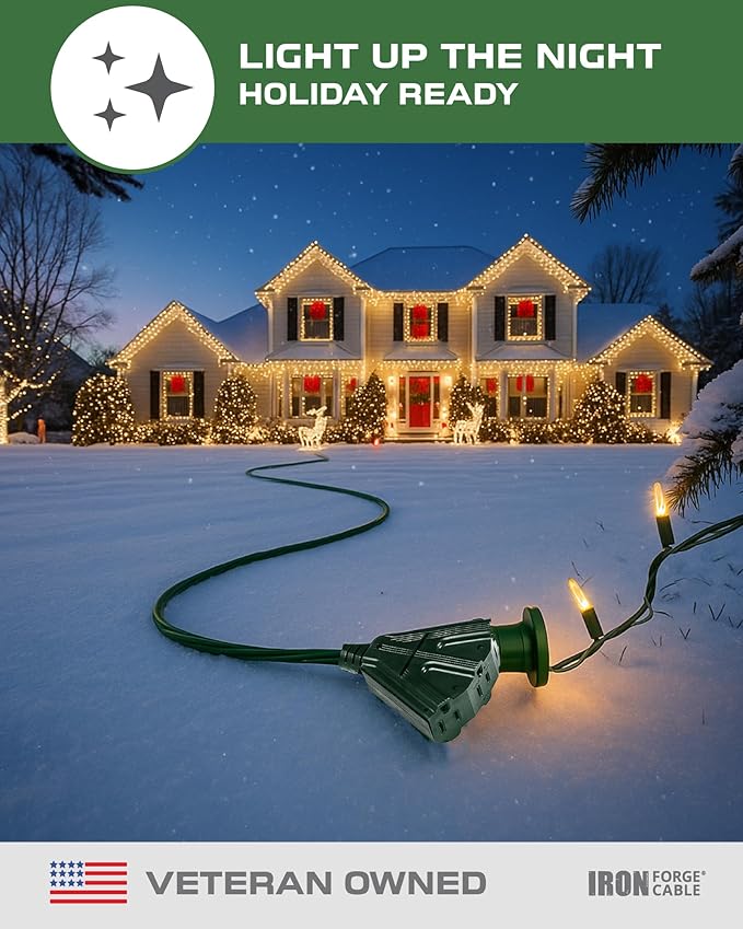 Iron Forge Cable 2 Pack 10ft Green Outdoor Extension Cord - Image 9
