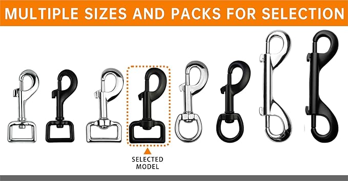 Garwor 4 Pcs 1 Inch Heavy Duty Black Electrophoresis Coating Swivel Snap Hooks - Image 6