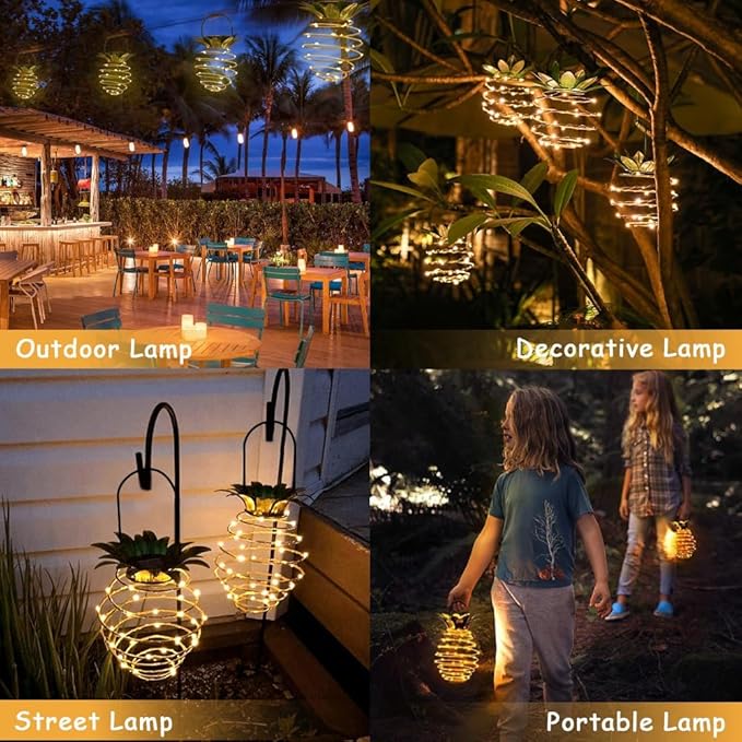 JHPGEOE 4 Pack Outdoor Solar Hanging Lantern Lights - Image 2