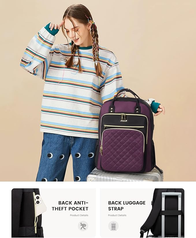 LOVEVOOK Laptop Backpack Purse for Women, 15.6" Laptop Bag for Travel - Image 7