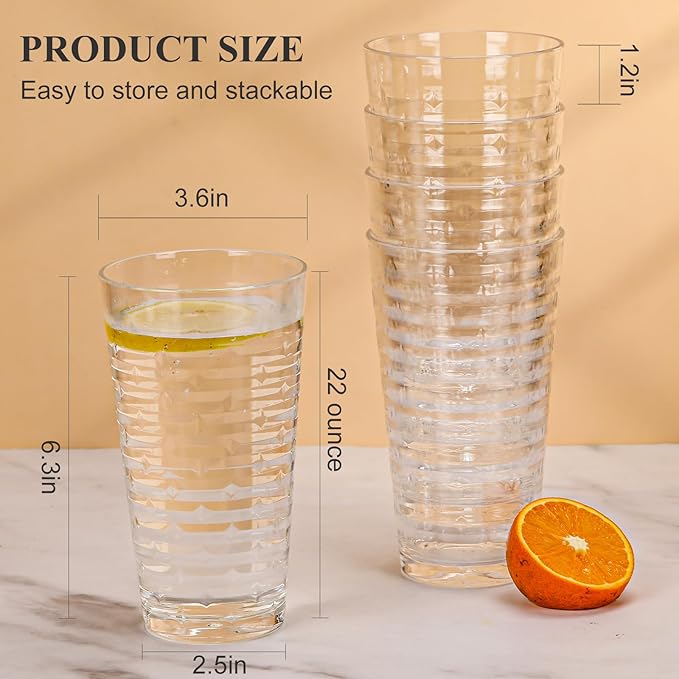 Acrylic Clear Highball Plastic Cups | Plastic Reusable Tumblers 22oz | - Image 3