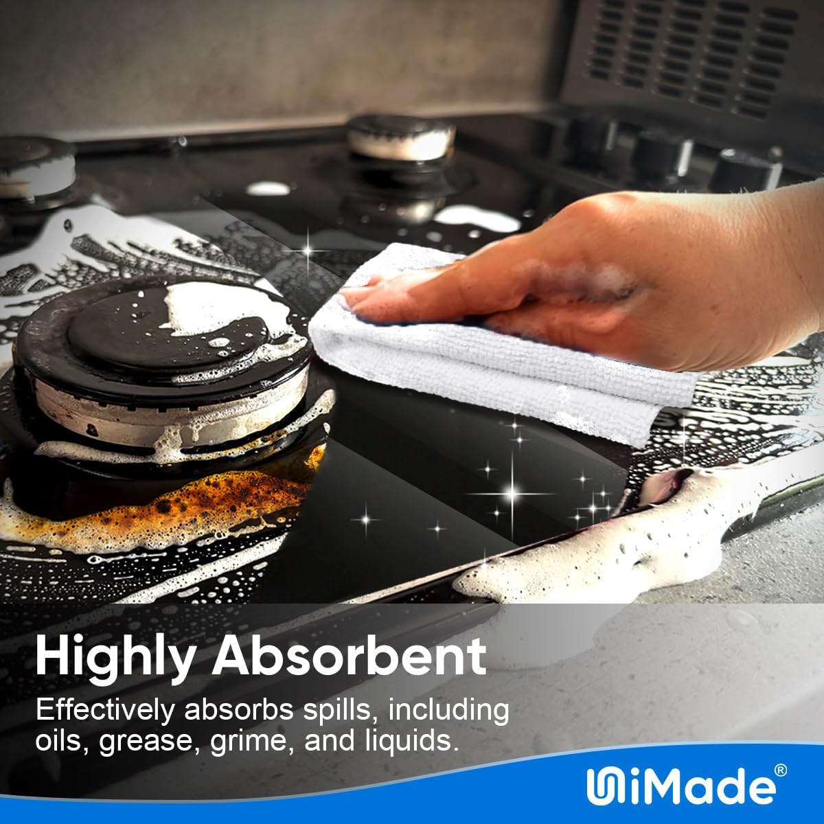 Shop Towel Rag, 200 Pack Reusable Rags Bulk Microfiber Cleaning Cloth Lint Free Towels for Car Kitchen Automotive Bar Mechanic Restaurant Garage, 11.5"x 11.5", White