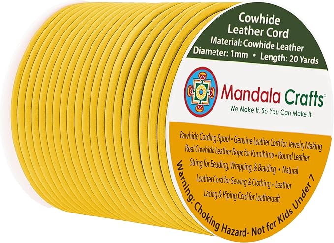 Mandala Crafts Round Genuine Yellow Leather Cord by MandalaCrafts