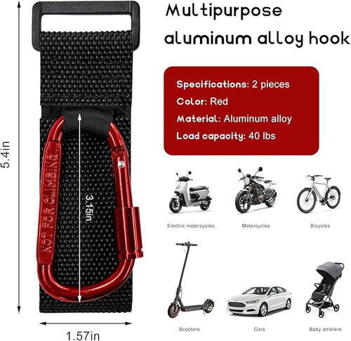 2 PCS UTV Hook for Hanging Headsets, Aluminum Alloy Stroller Carabiner Clips - Image 2