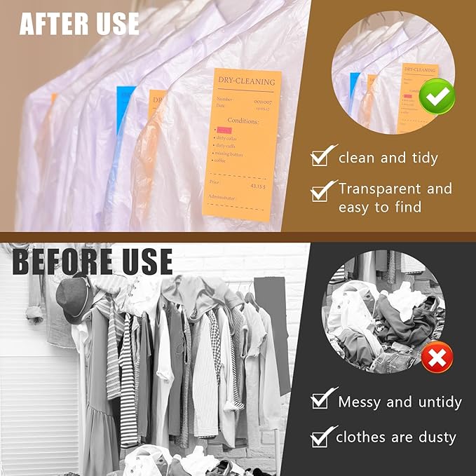 30 Pack Clear Dress Covers for Hanging Plastic Garment Bags 23.6 x 51.2 Inch - Image 4