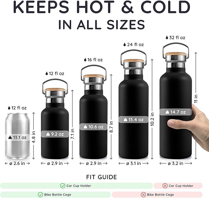 Bambaw 12 oz Insulated Water Bottle, Double Wall Metal Water Bottle Stainless - Image 5