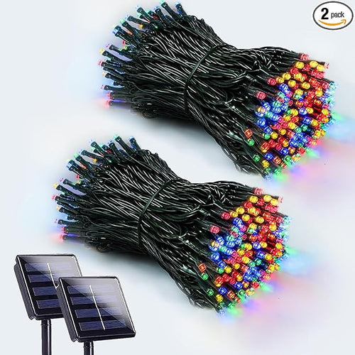 2 Pack 200 LED Solar Christmas Lights Outdoor, Solar String Lights by EEW