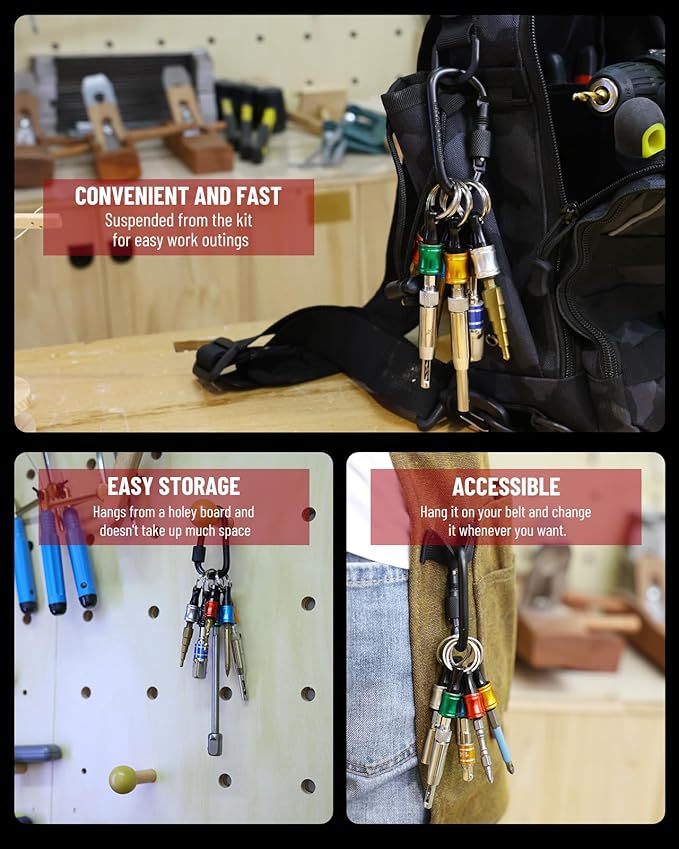 Katerk Bit holder Keychain Light-weight Extra 2 Black Carabiners Portable 6 pcs - Image 5