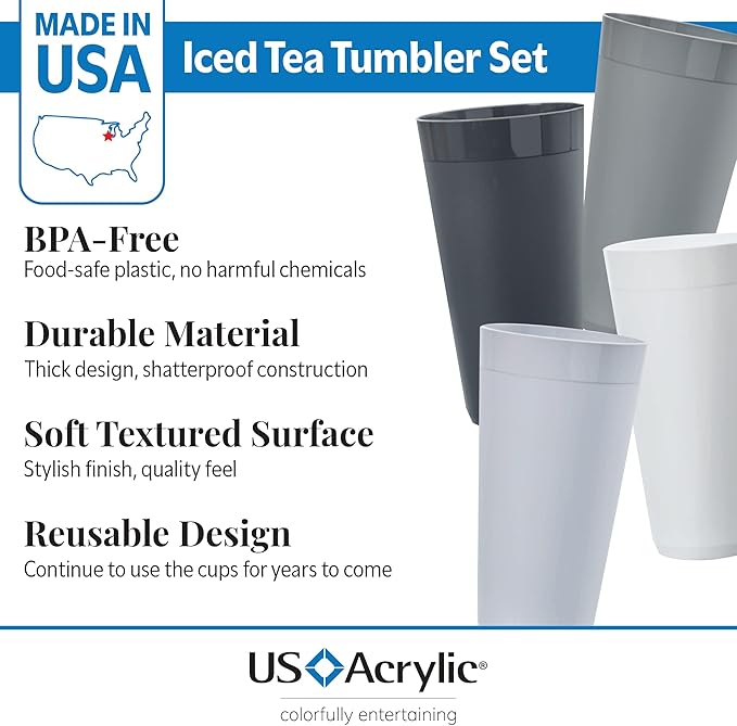 US Acrylic Newport 32 ounce Unbreakable Plastic Stackable Iced-Tea Tumblers in - Image 2