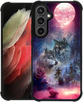 for Samsung Galaxy S23 FE Case, Star Two Wolfs Howling Pattern Graphic Design by FKBRCL4U