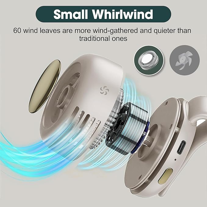 Portable Silent Mini Bladeless Fan Clip On, Small Clip Fan, Adjustable 3 Speeds - Image 3