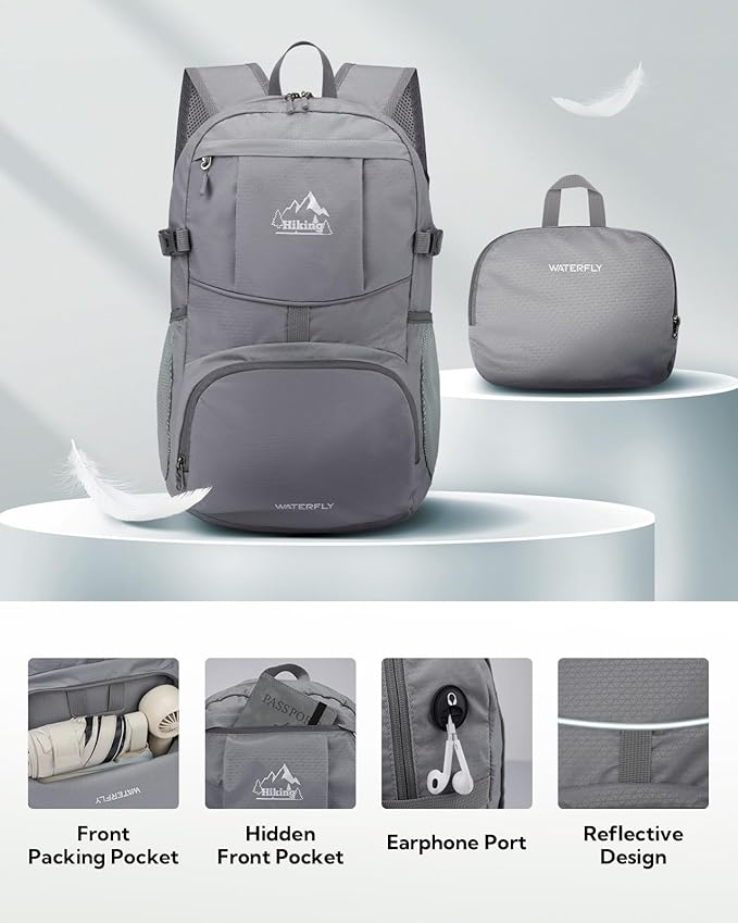 WATERFLY Hiking Packable Daypack Backpack: 25L Ultra Lightweight Day Pack - Image 3