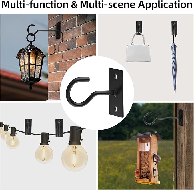 2Pcs 2.5in Ceiling Hooks for Hanging Plants Black - Image 4