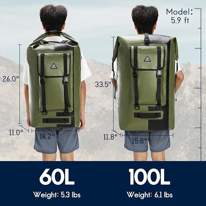 Haimont Dry Waterproof Roll Top Backpack Marine Dry Bag River Pack - Image 6