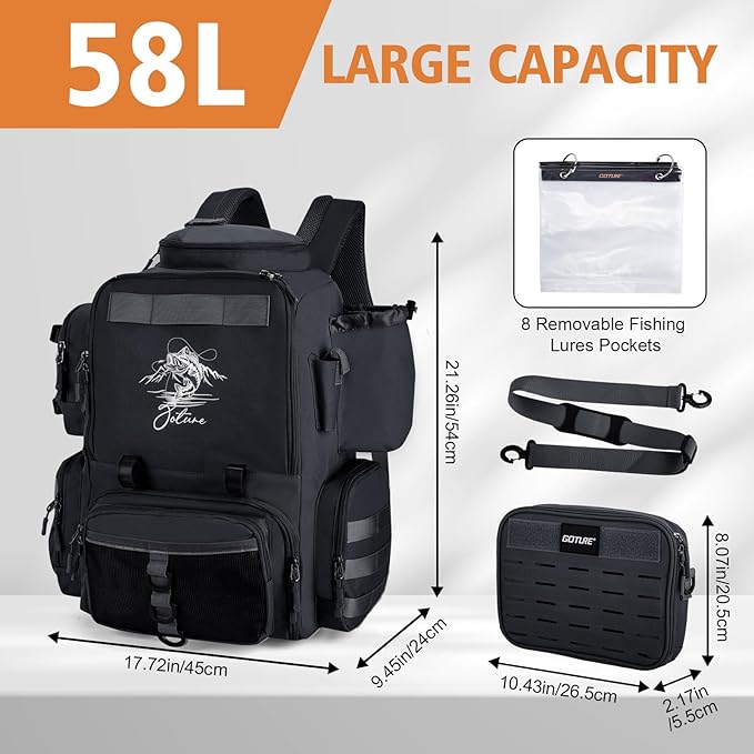 Goture Fishing Backpack, 900D Water-Resistant Tackle Backpack - Image 5