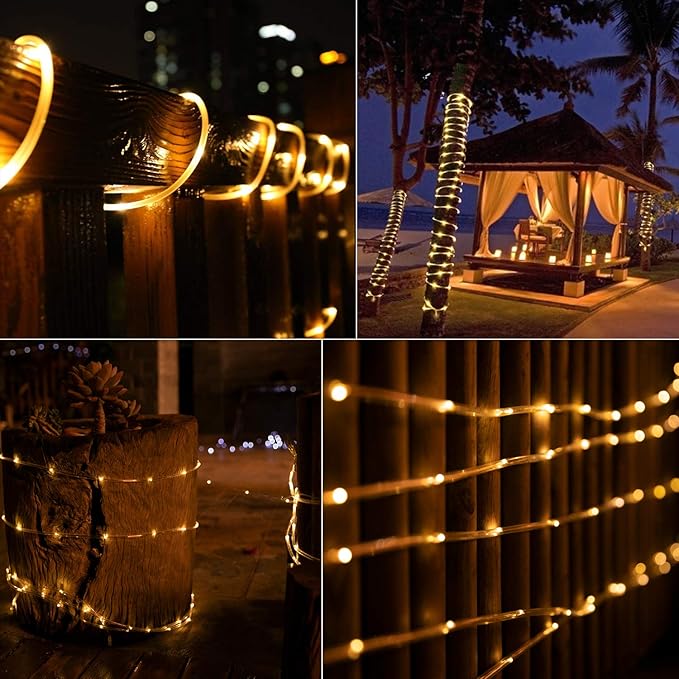 Solar Rope String Lights Outdoor 72Ft 200 Led Waterproof Solar Powered Fairy - Image 7