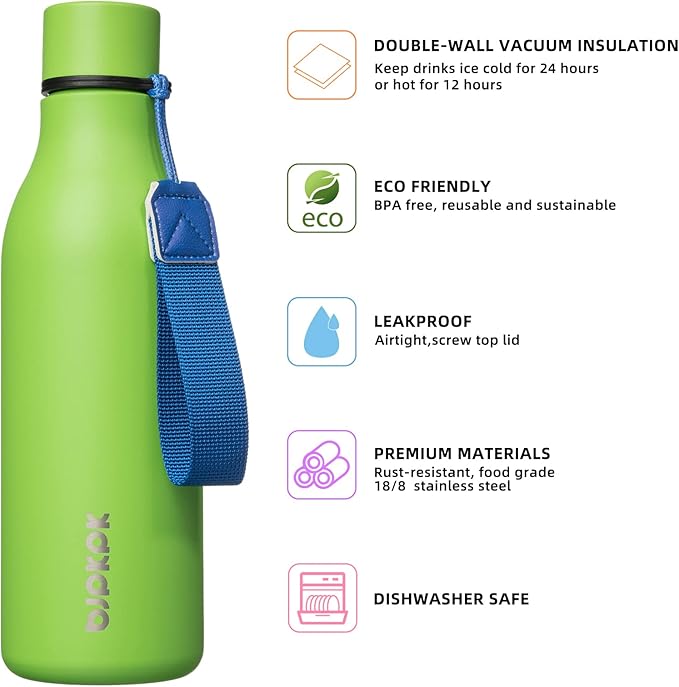 BJPKPK Insulated Water Bottles, 18 oz Stainless Steel Metal Water Bottle - Image 2