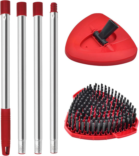 Mop Handle for Ocedar, Spin Mop Handle Replacement for O Cedar, 4 Section 30" to 58" Mop Handles for Ocedar Spin Mop, Include Mop Stick, Upgrade Mop Scrubber Head and Mop Base for Cedar Mop