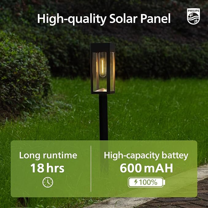 Philips 2 Packs Solar Pathway Lights Outdoor, Glass Metal Led Garden Landscape - Image 5