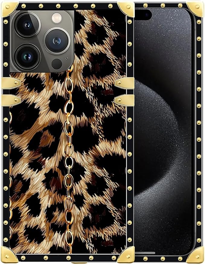 Compatible with iPhone 16 Pro Case, Seamless Gold Chain Leopard Luxury Golden by Unknown