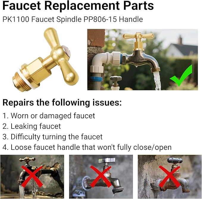 Brass Globe Valve Faucet Stem and Bonnet Replacement Kit - Image 5