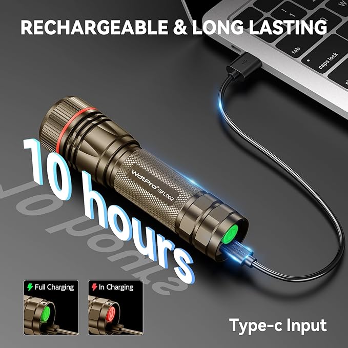 WdtPro Rechargeable Flashlights High Lumens, 1 Pack 10H Long Lasting Super - Image 2