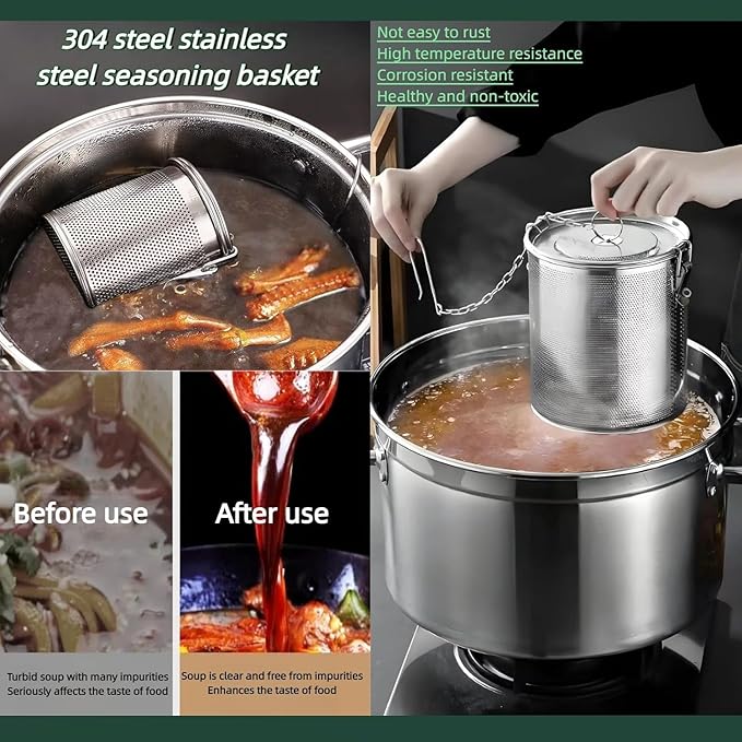 Stainless steel cylindrical seasoning filter, Mesh Design Tea Ball Strainer - Image 4