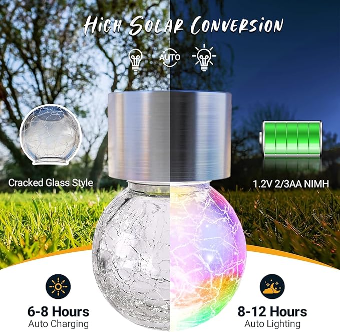 GIGALUMI Solar Lights Outdoor Waterproof, 8 Pack Solar Hanging Lights Garden - Image 4