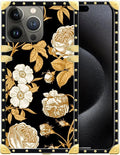 Compatible with iPhone 16 Pro Max Case, Blooming Rose Golden Flower Luxury by Unknown