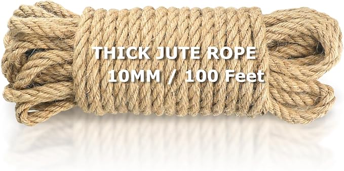 Vanhench Jute String Rope 10mm X100 Feet, Heavy Duty and Thick Twine Rope by Vanhench