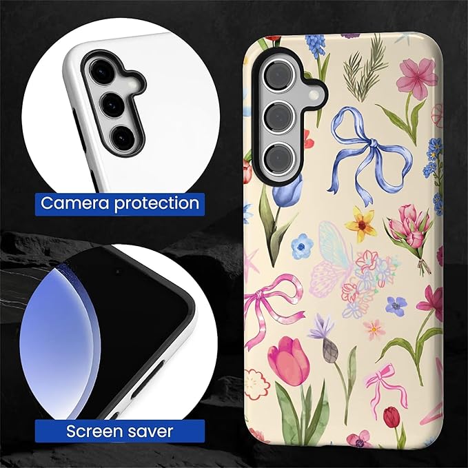 for Samsung Galaxy S23 FE Case, HL2 Aesthetic Flower Preppy Collage Hybrid 2 - Image 4