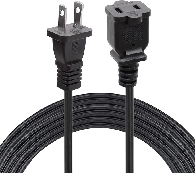Long 2 Prong Extension Power Cord 16.5FT, Polarized Plug Flexible Power Cable by Yeatel
