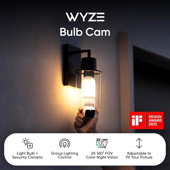 WYZE Bulb Cam Security Camera, 2K HD Outdoor Light Bulb Camera, Color Night - Image 3