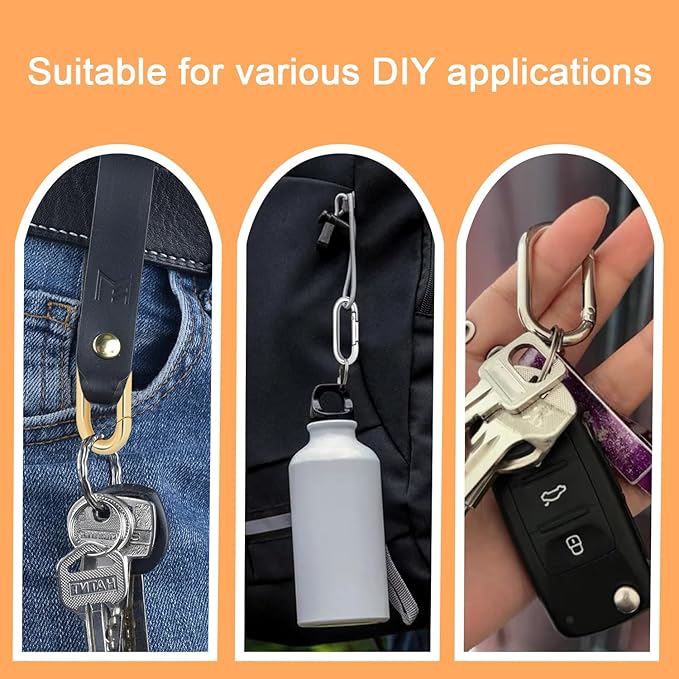 12Pack Oval Large Carabiner Clip, Metal Spring Snap Hooks Keyrings Clip - Image 6