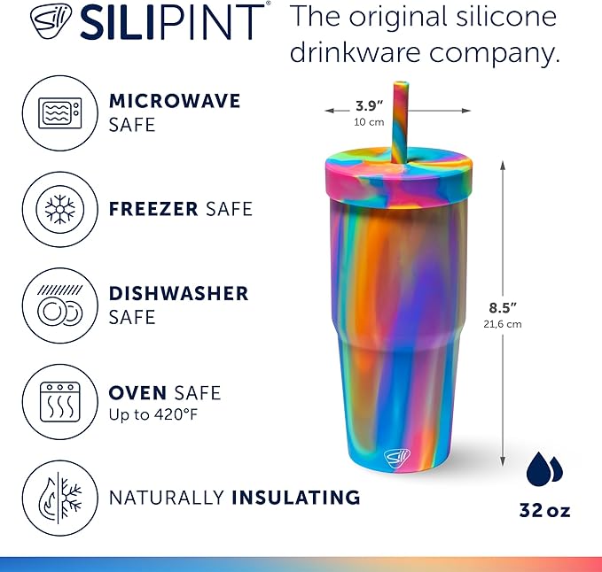 Silipint: 32oz Silicone Straw Tumbler, Unbreakable, Dishwasher Safe - Image 2