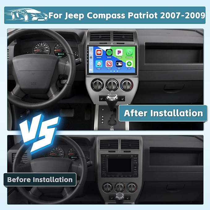Hikity Android 13 Car Radio for 2007-2010 Jeep Compass Patriot - Image 2