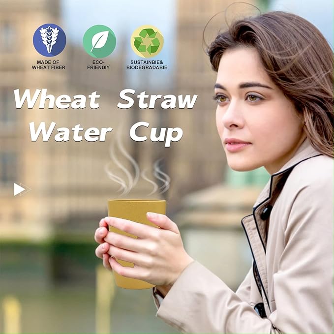 Wheat Straw Cups 6 PCS Good Alternative to Plastic Reusable Cups 20 oz - Image 6