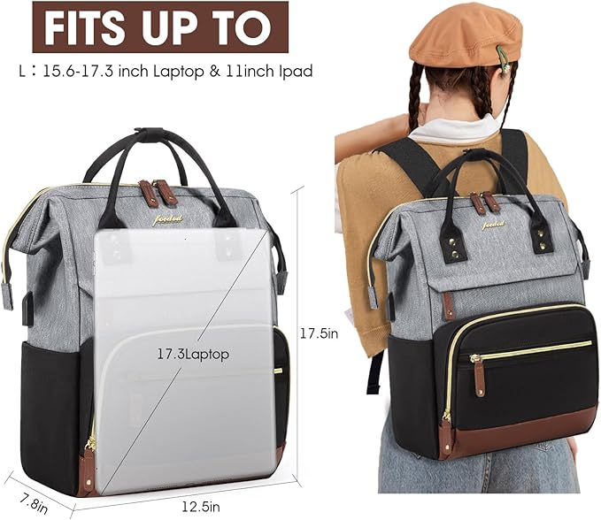 Focdod Laptop Backpack 17.3 Inch Womens Professional Purse Computer Bag Nurse - Image 5