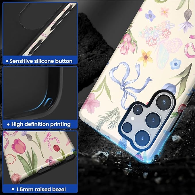 for Samsung Galaxy S25 Ultra Case, HL2 Aesthetic Flower Preppy Collage Hybrid 2 - Image 3