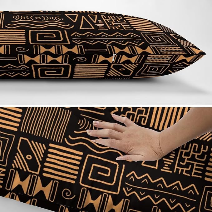 African Ethnic Pattern Throw Pillow Covers Set of 2 Queen Size Abstract Tribal - Image 5