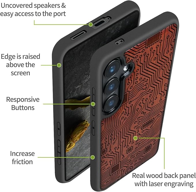 Carveit Wood Case for Galaxy S24 Plus Case Shockproof Protective Cover Unique - Image 6