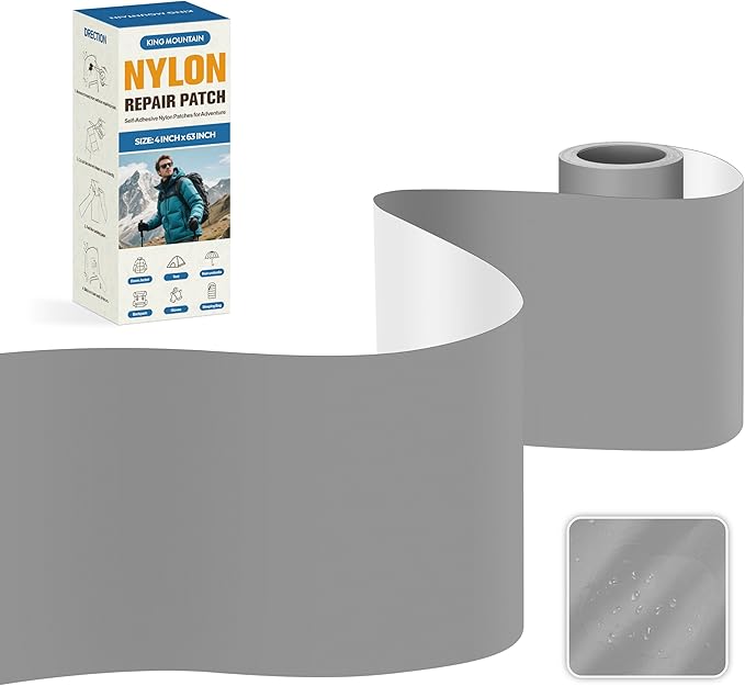 KING MOUNTAIN Self Adhesive Nylon Fabric Repair Tape, 4×63 Inches, Quick Down by ForABetterHomeLife